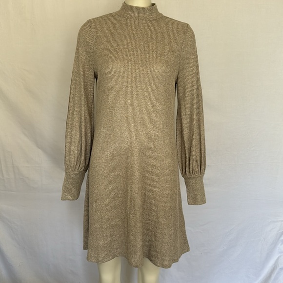 Express Cozy Ribbed Mock Neck Trapeze Dress - Picture 2 of 6
